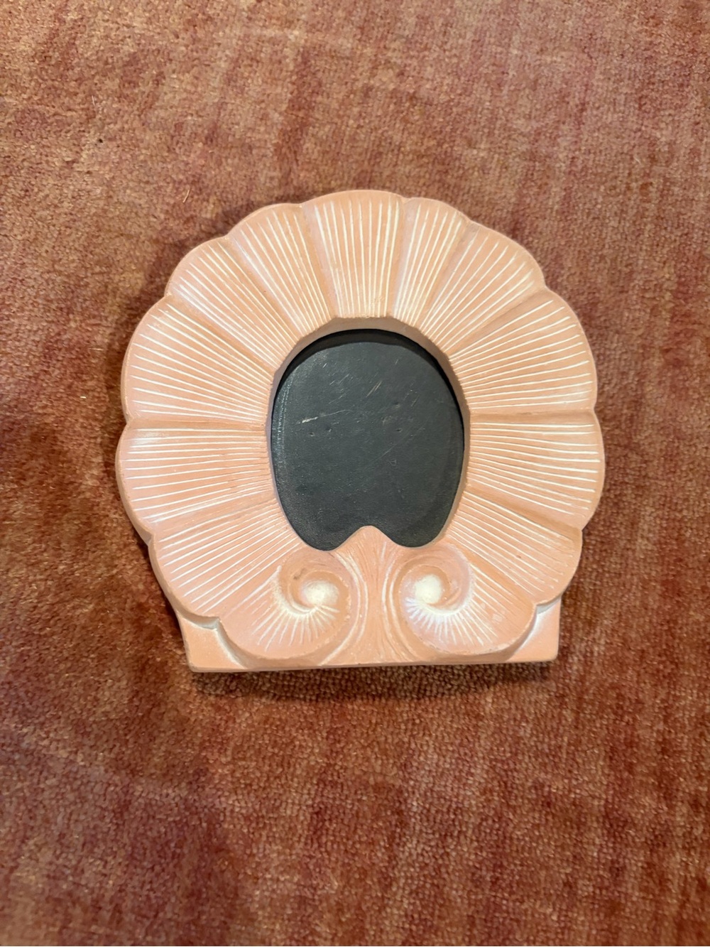 Terracotta Flower Ceramic Photo Frame -vintage euc